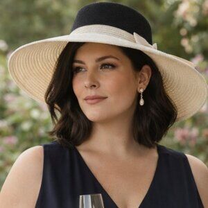 Magid Hats Black & Ivory Wide Brim Hat | 100% Paper Straw | Elegant Derby Church